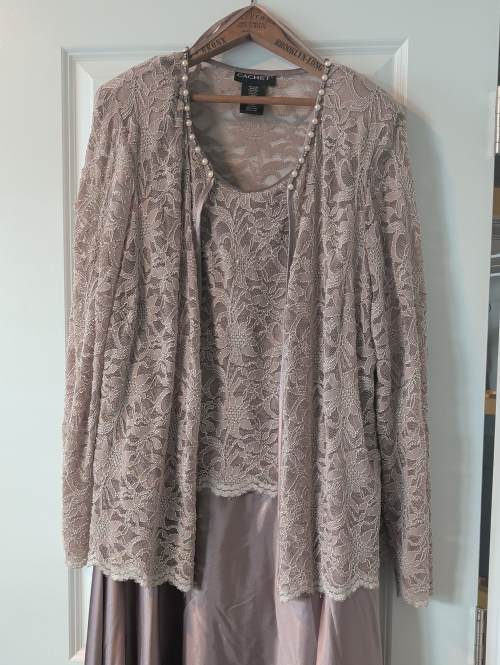 Mother Of The Bride-Cachet Lace Overlay Maxi Dress in Taupe